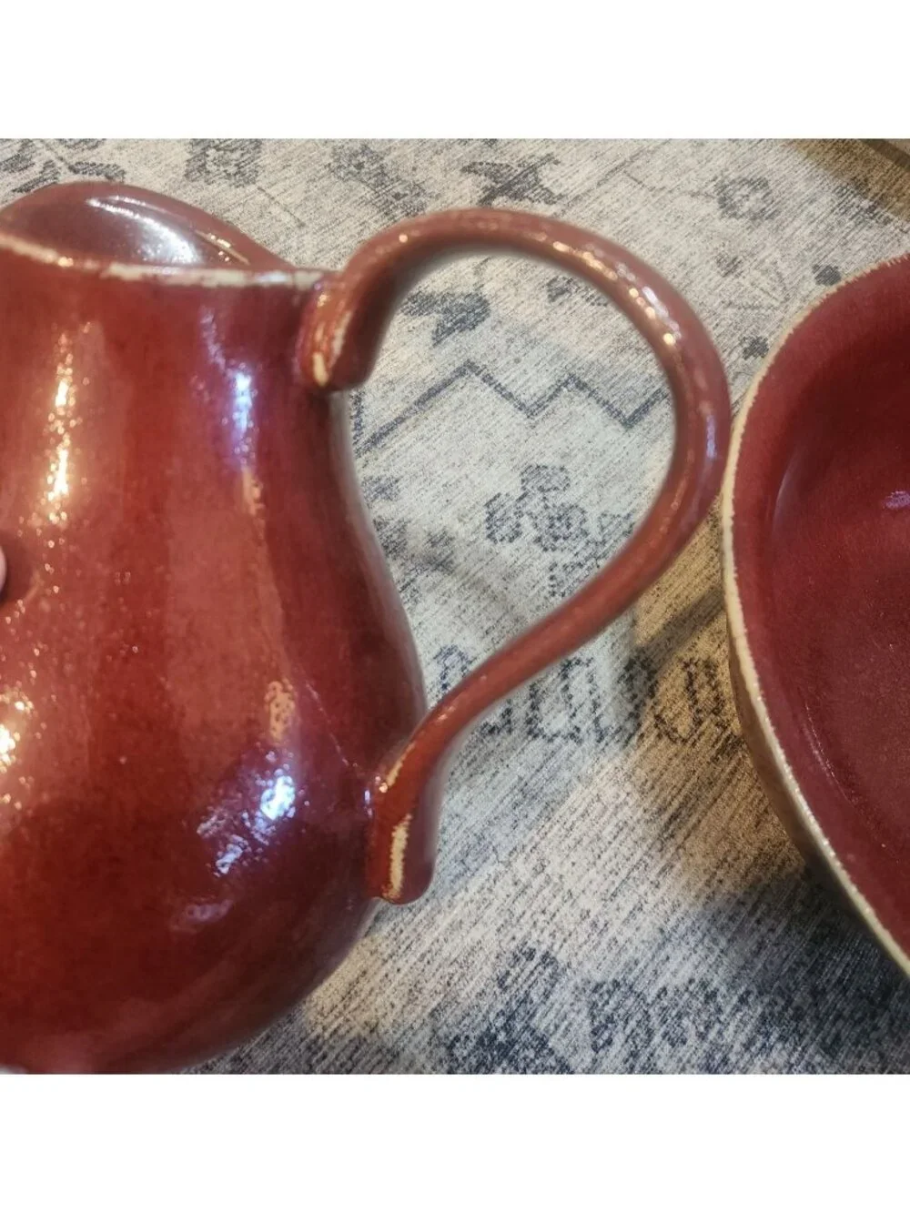 Pottery Barn Palermo Red Ceramic Pitcher & Bowl Set